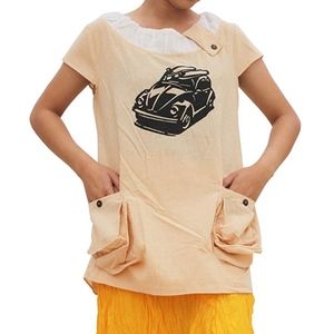 Fair Trade Handmade VW Top W/ Pleated Back NWT Sm